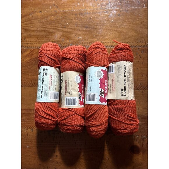 Natura 100% Virgin Wool Yarn Set Of 4 Deep Rust Vintage - Picture 6 of 6